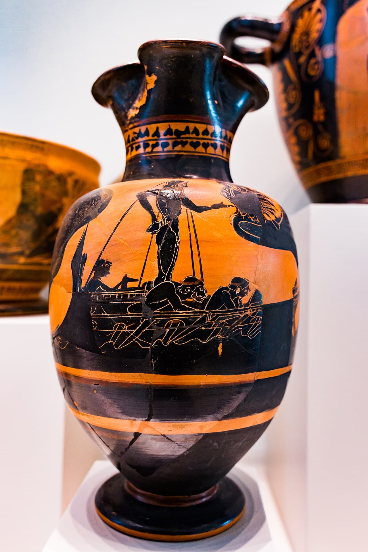 Attic black-figure vase showing Odysseus at the mast of his ship